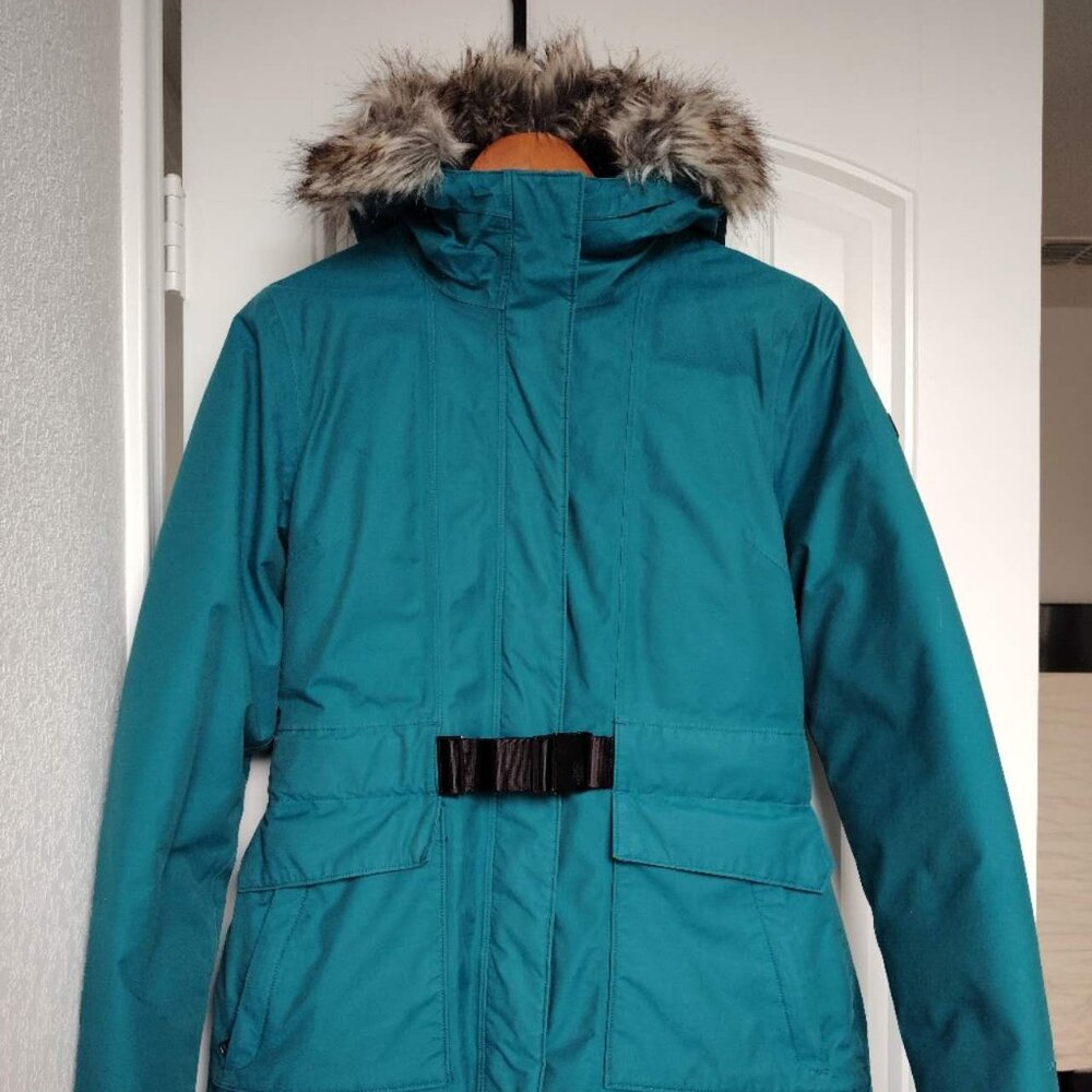 North Face water resistant down coat (long) with adjustable waistband